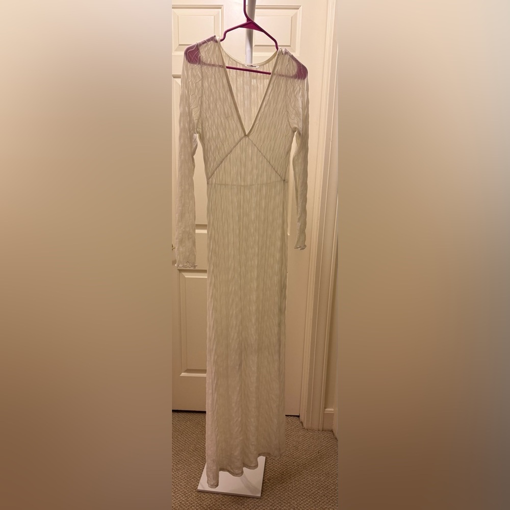 Tan Ribbed Pleated Sheath Swim Coverup